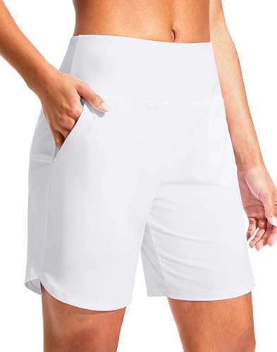 Women's 7" quick dry swim shorts, white