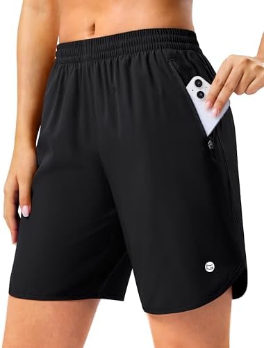 Women's 7" running shorts, two zip pockets, black