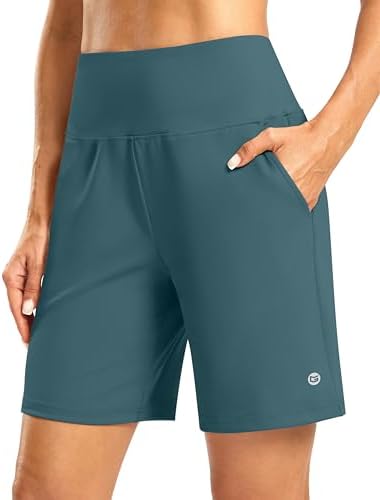 Women's 7" shorts, zip pocket, borealis green