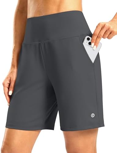 Women's 7" shorts, zip pocket, dark grey