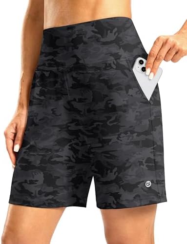 Women's 7" shorts, zip pocket, grey camo