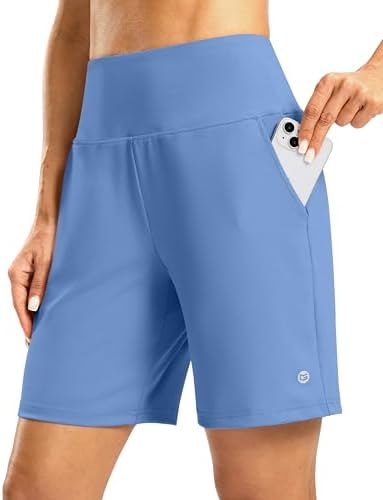 Women's 7" shorts, zip pocket, haze blue
