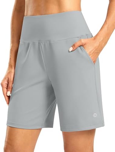 Women's 7" shorts, zip pocket, light grey