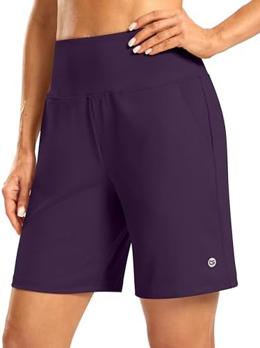Women's 7" shorts, zip pocket, purple