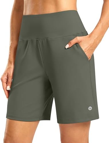 Women's 7" shorts, zip pocket, sage green