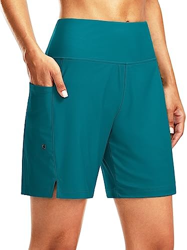 Women's 7" swim board shorts, lake blue