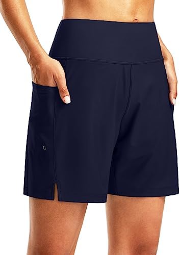 Women's 7" swim board shorts, navy