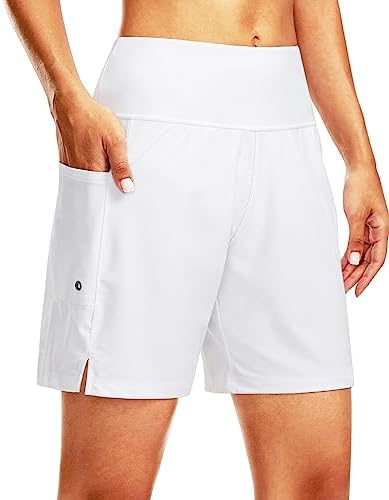 Women's 7" swim board shorts, white