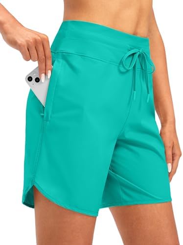 Women's 7" UPF 50+ swim shorts, aqua