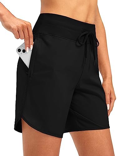 Women's 7" UPF 50+ swim shorts, black