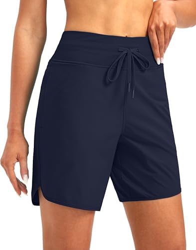 Women's 7" UPF 50+ swim shorts, navy