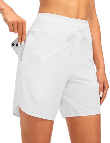 Women's 7" UPF 50+ swim shorts, white