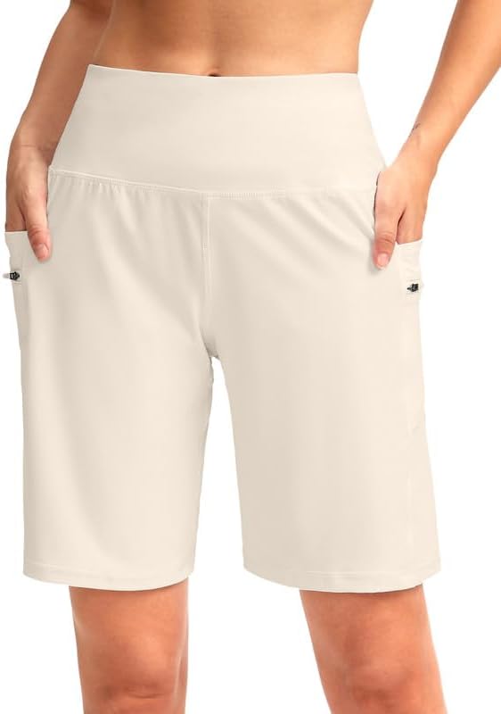 Women's 9" bermuda shorts, two pockets, beige
