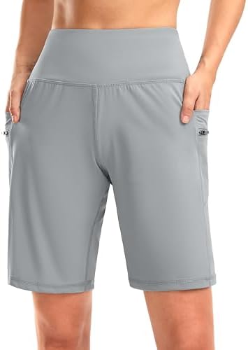 Women's 9" bermuda shorts, two pockets, bright grey