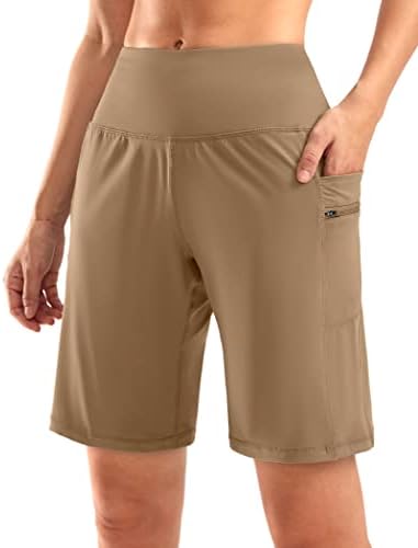 Women's 9" bermuda shorts, two pockets, bronze green