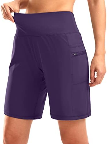 Women's 9" bermuda shorts, two pockets, dark purple