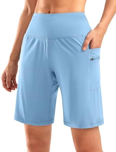 Women's 9" bermuda shorts, two pockets, light blue