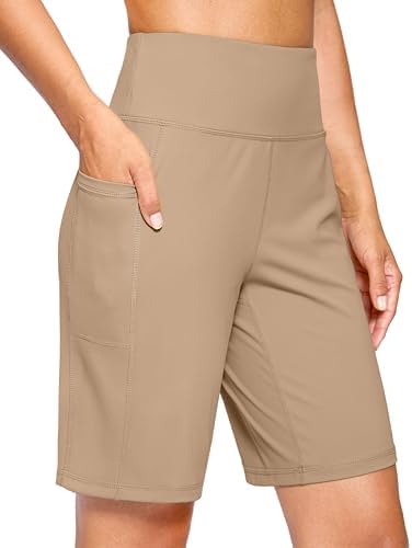 Women's 9" bermuda shorts, two pockets, light khaki