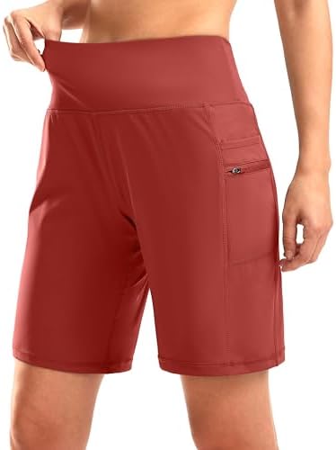 Women's 9" bermuda shorts, two pockets, savannah red