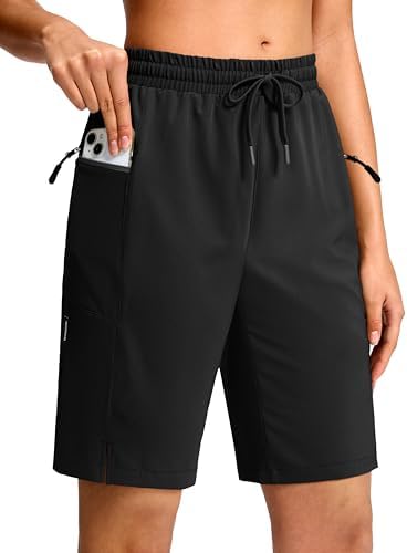 Women's 9" hiking shorts, two zip pockets, black