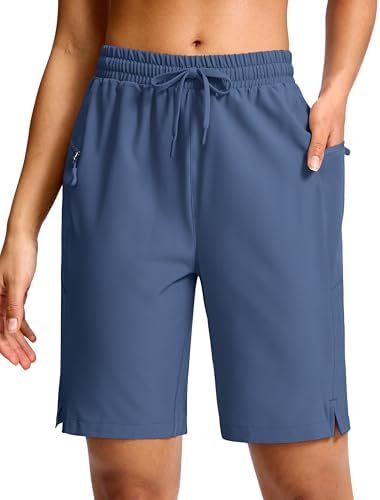 Women's 9" hiking shorts, two zip pockets, haze blue
