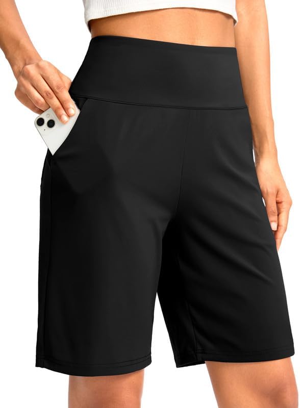 Women's 9" knee-length bermuda shorts, black
