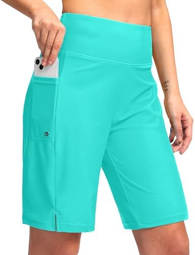 Women's 9" swim board shorts, cyan