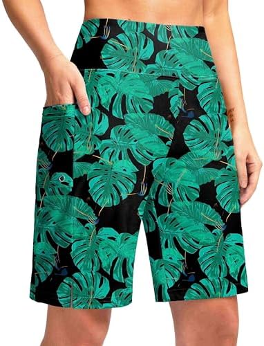 Women's 9" swim board shorts, leaf