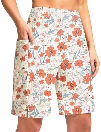 Women's 9" swim board shorts, orange flower