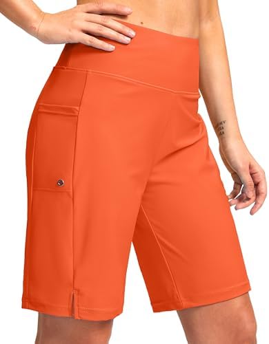 Women's 9" swim board shorts, orange