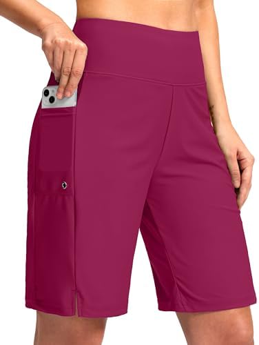Women's 9" swim board shorts, plum
