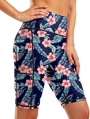 Women's 9" swim shorts with liner, navy flower