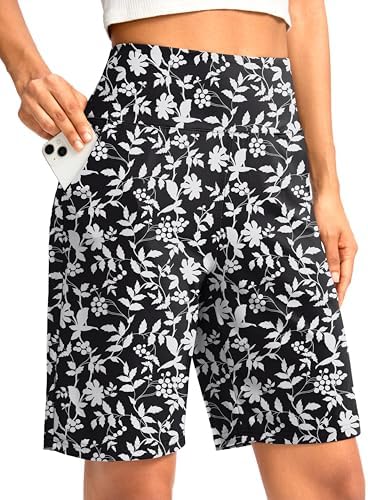 Women's bermuda shorts, three inseams, white flower