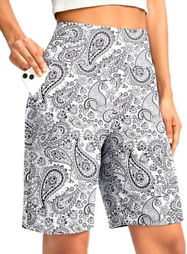 Women's bermuda shorts, three inseams, white paisley