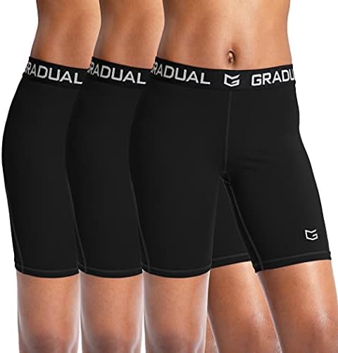 Women's compression volleyball shorts, 7'' 3 pack: black / black / black