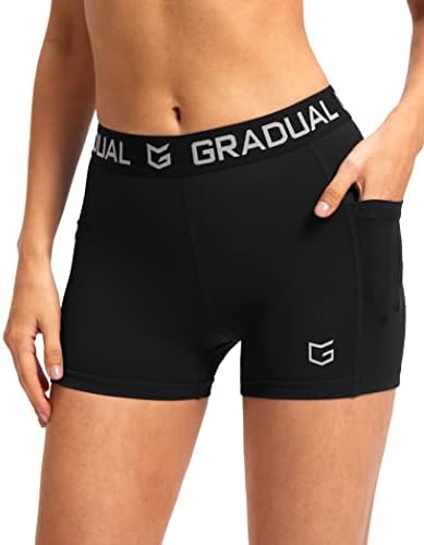 Women's compression volleyball shorts, black with pockets