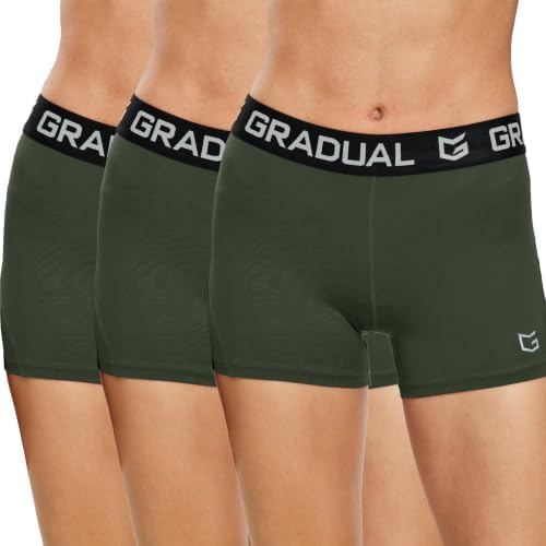 Women's compression volleyball shorts, olive / olive / olive