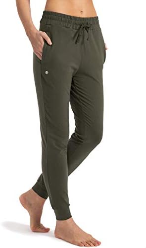 Women's cotton joggers, zip pockets, olive green