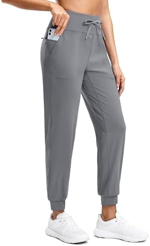Women's drawstring gym joggers, light grey