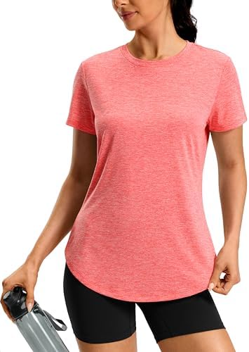 Women's dry fit workout tee, brick red