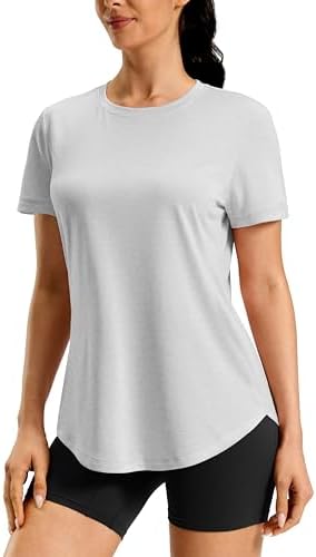 Women's dry fit workout tee, bright grey