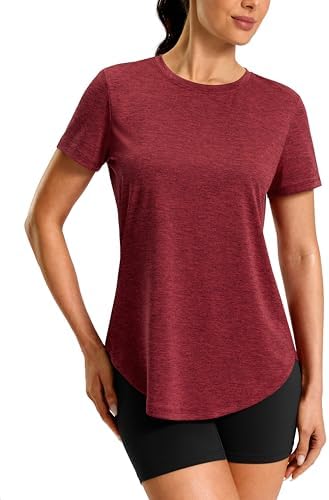 Women's dry fit workout tee, dark red
