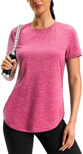 Women's dry fit workout tee, hot pink