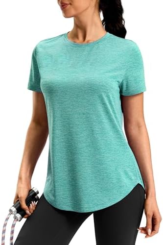 Women's dry fit workout tee, lake green
