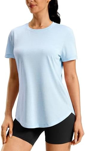 Women's dry fit workout tee, light blue