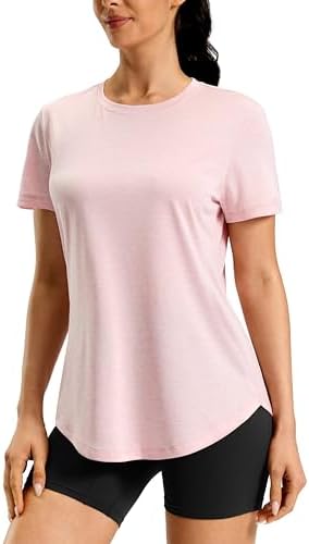 Women's dry fit workout tee, peach pink