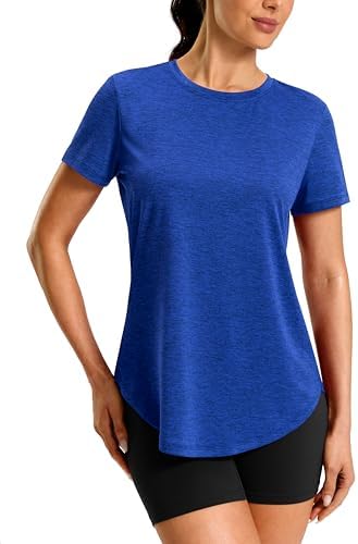 Women's dry fit workout tee, royal blue