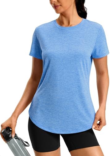 Women's dry fit workout tee, sky blue