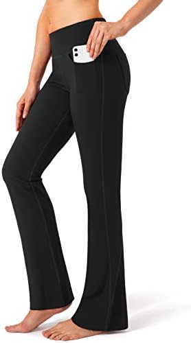 Women's flare yoga pants with pockets, black