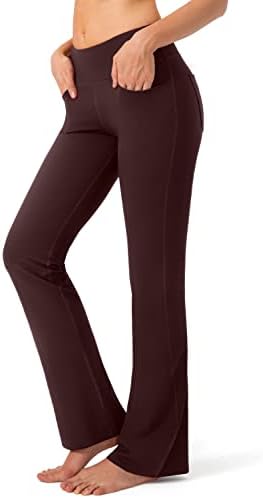 Women's flare yoga pants with pockets, brown